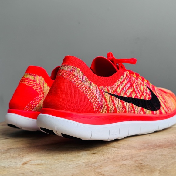 Nike Free 4.0 Flyknit Mens Size 11 Bright Crimson/Hot Lava/Volt/Black 2014 Shoes - Picture 3 of 13